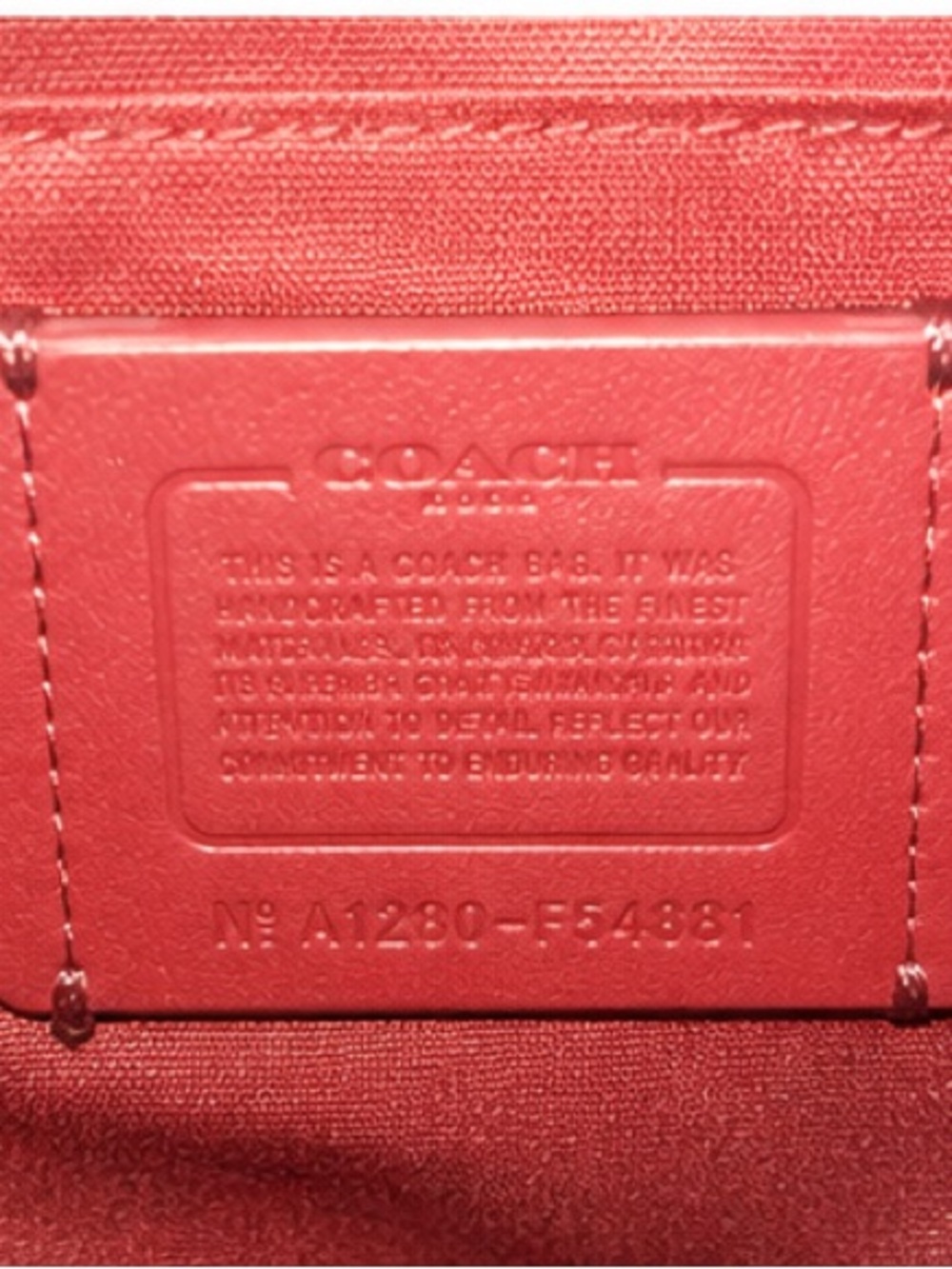 Coach Red Saffiano Leather Crossbody Bag Gold Hardware Adjustable Strap - Picture 3 of 5